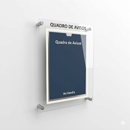 Quadro de Aviso em Acrílico 1 folha Vertical A4
