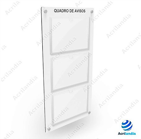 Quadro de Aviso em MDF - 3 folha A4 Horizontal