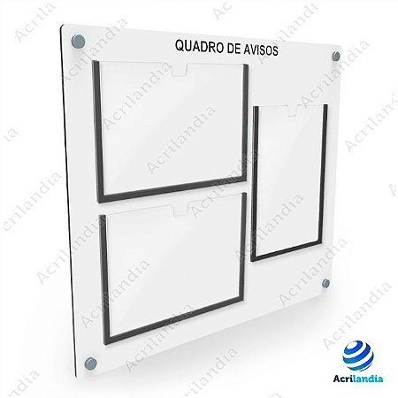 Quadro de Aviso em MDF 3 folhas - 2 Horizontais e 1 Vertical A4