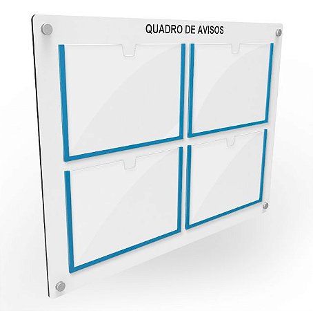Quadro de Aviso em MDF - 4 folha A4 Horizontal
