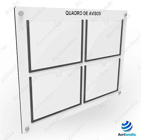 Quadro de Aviso em MDF - 4 folha A4 Horizontal