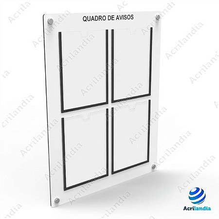 Quadro de Aviso em MDF - 4 folha A4 Vertical