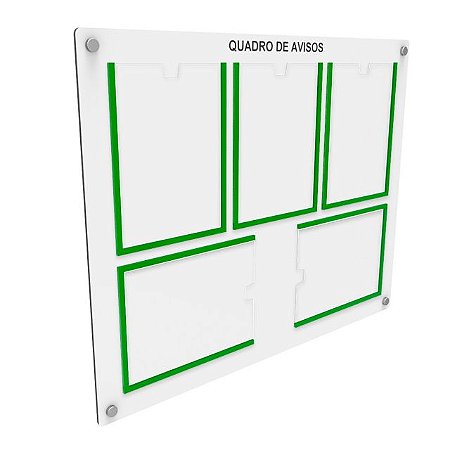 Quadro de Aviso em MDF A4 5 folhas - 3 Verticais e 2 Horizontais