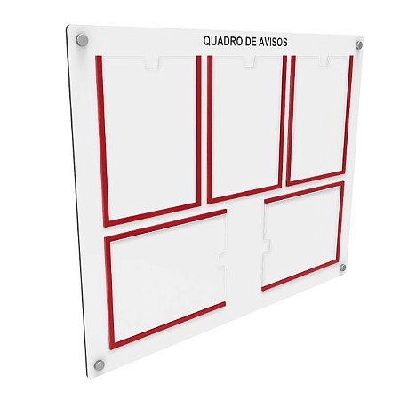 Quadro de Aviso em MDF 5 folhas - 2 Horizontais e 3 Verticais A4