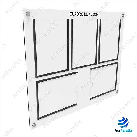 Quadro de Aviso em MDF 5 folhas - 2 Horizontais e 3 Verticais A4