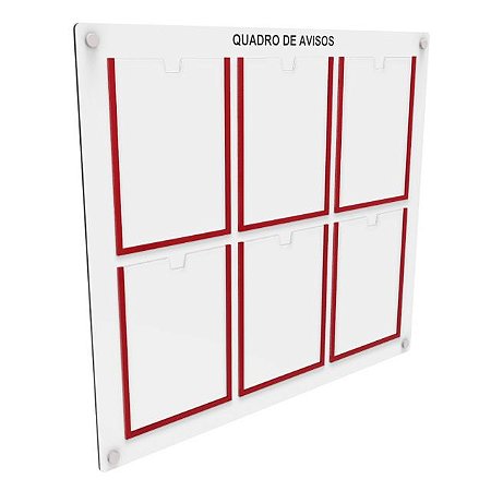 Quadro de Aviso em MDF 6 folhas Verticais A4
