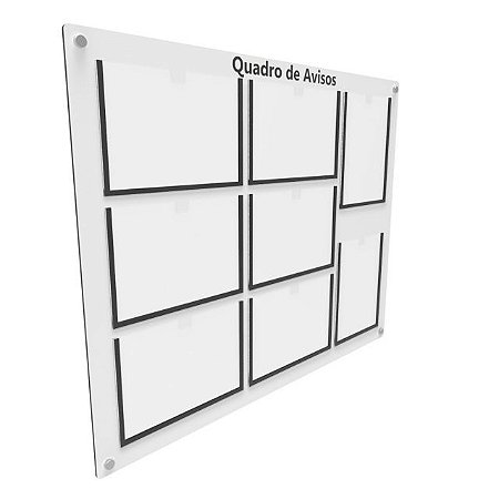Quadro de Aviso em MDF 8 folhas - 6 Horizontais 2 verticais A4