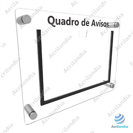 Quadro de Aviso em Acrílico 1 Folha Horizontal A4