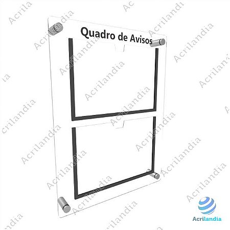 Quadro de Aviso em Acrílico 2 folhas Horizontais A4