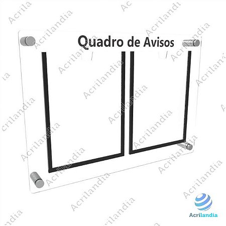 Quadro de Aviso em Acrílico 2 folhas Verticais A4