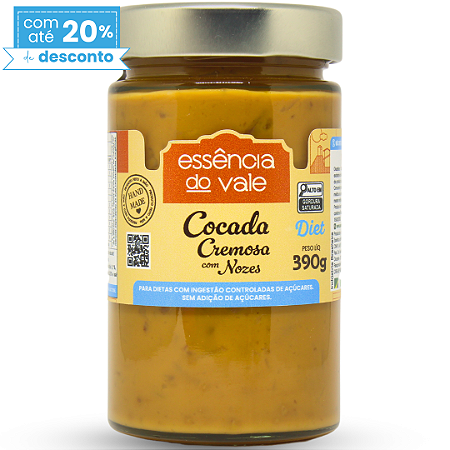 Cocada Cremosa com Nozes Diet Sem Adição de Açúcar Essência do Vale 390g