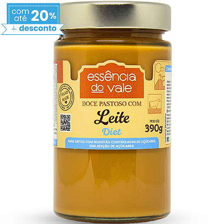 Doce Pastoso de Leite Puro Diet Sem Adição de Açúcar Essência do Vale 390g