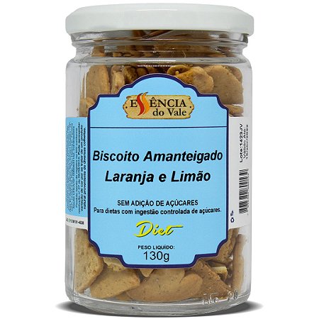 Biscoito Amanteigado de Laranja e Limão Sem Adição de Açúcar Essência do Vale 130g