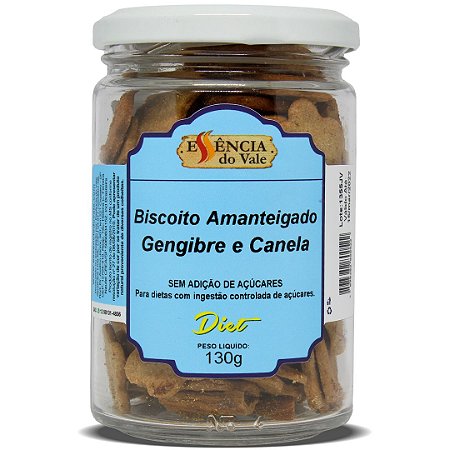 Biscoito Amanteigado de Gengibre e Canela Sem Adição de Açúcar 130g Essência do Vale