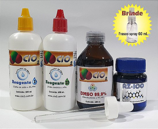 COMBO KIT SANITIZANTE PLÁST. + DMSO 99% 100ML CADA FRASCO + AZ-100