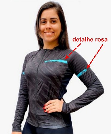 Camisa INVICTO Elite Classic RACE unissex Black Rosa Manga Longa