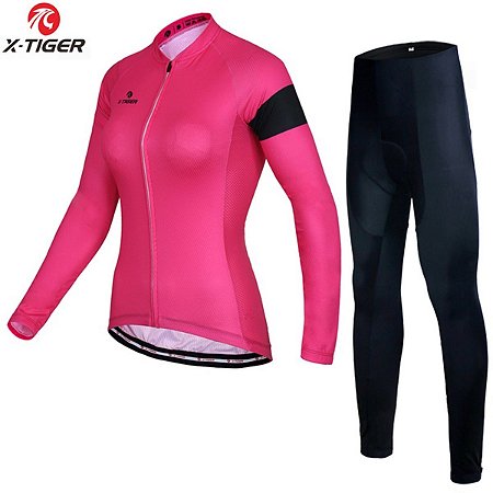 Roupa Ciclismo Feminino Longo Camisa e Calça Bike Roupa