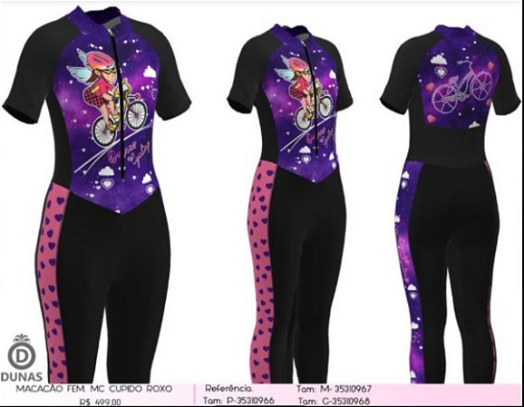 Macacão Dunas ORIGINAL Feminino Ciclismo Manga Curta Cupido Roxo