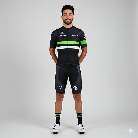 Conjunto Ciclismo Strava - Camisa + Bretelle Roupa Ciclista 4XL