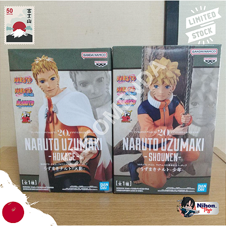 Naruto - Uzumaki Naruto Hokage E Criança - 20Th Anniversary - Banpresto - Kit com 2 Peças - [ENCOMENDA]