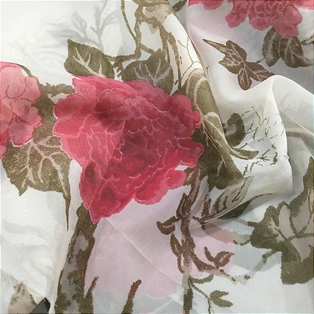 Tecido Estampado 2,80m - Floral Rosa e Marrom