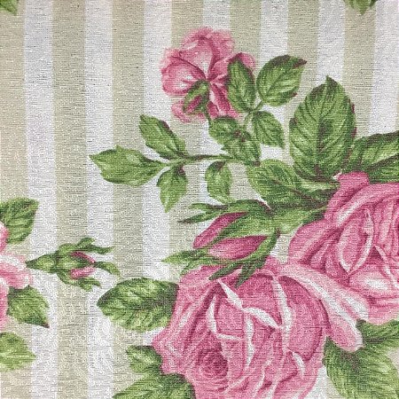 Tecido Estampado Parise - Listrado Floral Rosa