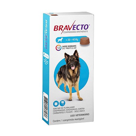 Antipulgas e Carrapatos Bravecto MSD para Cães De 20 A 40Kg