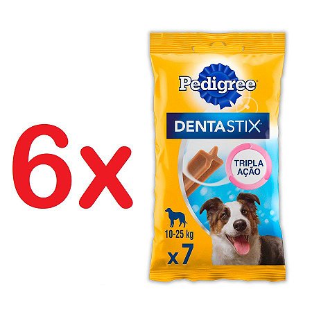 Petisco Pedigree Dentastix Cuidado Oral Para Cães Adultos Raças Médias Kit com 6 Unidades