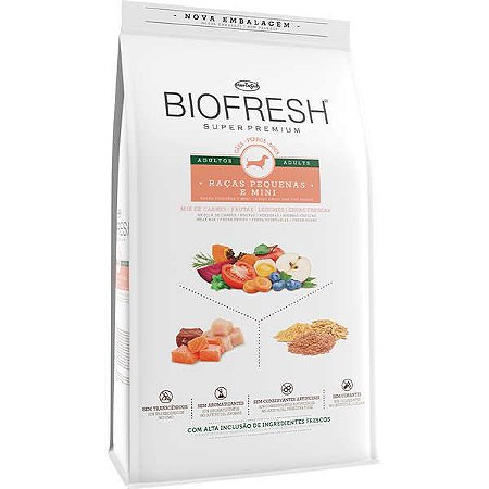 Ração Seca Biofresh Mix de Carne, Frutas, Legumes e Ervas Frescas Cães Adultos de Raças Pequenas e Minis
