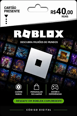 Cartão Presente Roblox R$ 40 - Código Digital Brasil