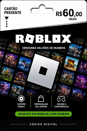 Cartão Presente Roblox R$ 60 - Código Digital Brasil