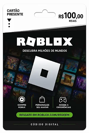 Cartão Presente Roblox R$ 100 - Código Digital Brasil