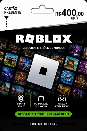 Cartão Presente Roblox R$ 400 - Código Digital Brasil
