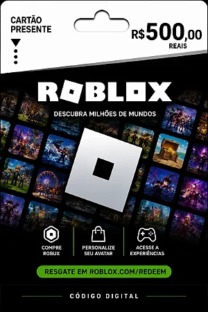 Cartão Presente Roblox R$ 500 - Código Digital Brasil