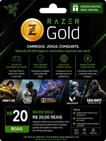 Razer Gold R$ 20,00 - Créditos Digitais