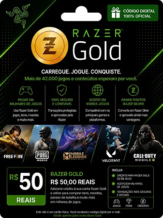 Razer Gold R$ 50,00 - Créditos Digitais