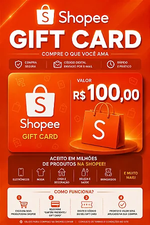 Vale Presente Shopee R$ 100,00 - Envio Digital Imediato e Seguro