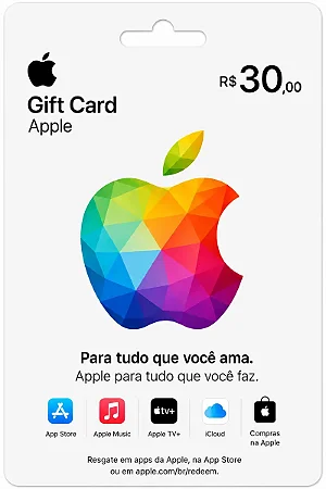 Apple Gift Card R$ 30,00 - Cartão Presente Digital