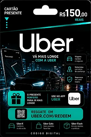 Gift Card Uber R$ 150,00 - Cartão Presente Digital