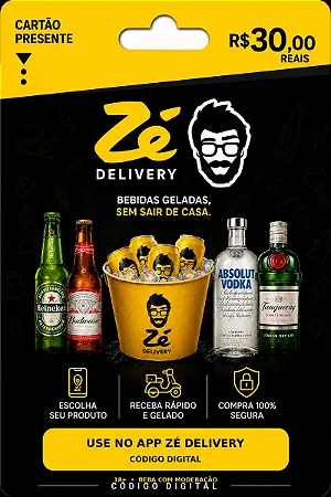 Gift Card Zé Delivery R$ 30,00 - Vale Presente Digital