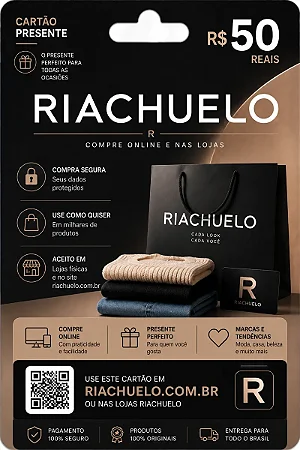 Gift Card Riachuelo R$ 50,00 - Cartão Presente Digital