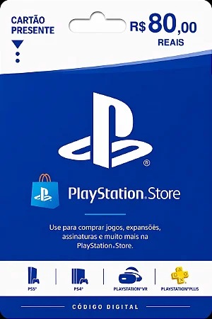 Gift Card PlayStation Store R$ 80 - Cartão Presente Brasil