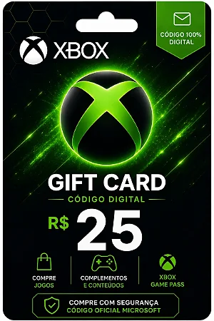 Gift Card Xbox R$ 25,00 - Código Digital Original - Envio Rápido