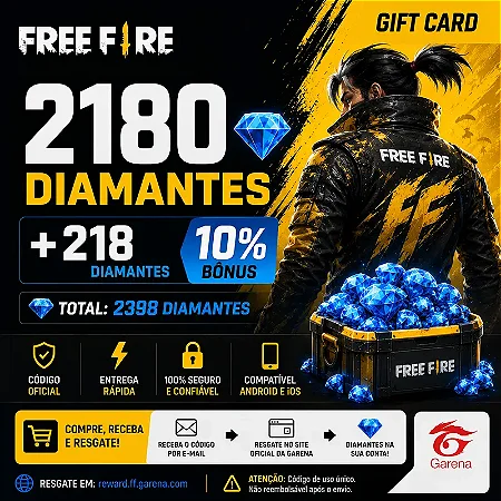 Recarga Free Fire 2180 Diamantes Código Digital - Envio Imediato