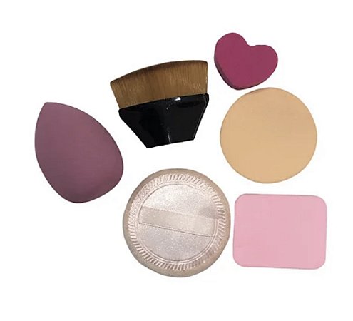 Kit 5 Esponjas + Pincél Mágico Hexagonal