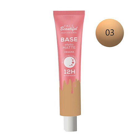 Base Líquida Efeito Matte Vegana 03 - Face Beautiful