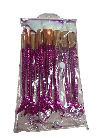 Kit 10 pincéis Sereia - Rosa