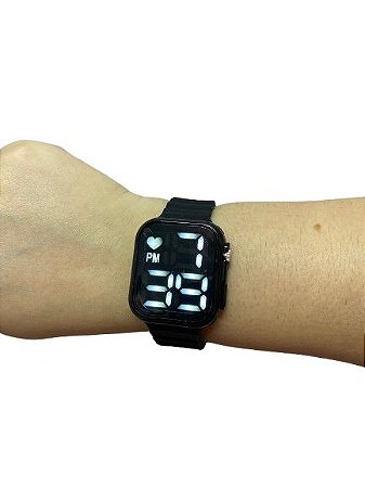 Relógio Digital Led Pulseira De Silicone - Preto
