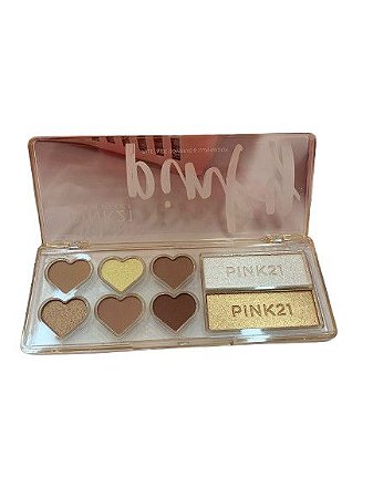 Paleta de Sombras e Iluminador Cor 2 - Pink 21