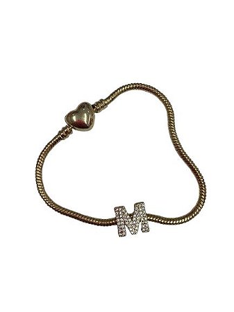 Pulseira Letra M Dourada - NÃO HÁ TROCA